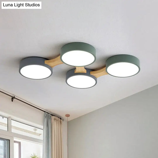 Round Led Flush Mount Metallic Ceiling Light In Gray-Green - Minimalist Modern Design 4 / White