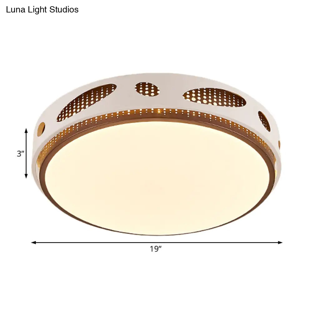 Round Led White Flushmount Ceiling Light Fixture With Simplicity Acrylic Warm/White Lighting