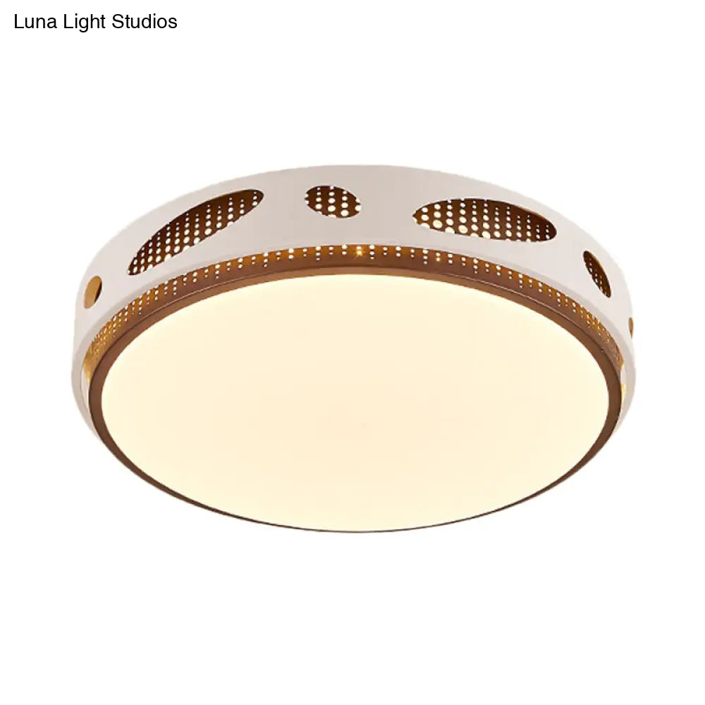 Round Led White Flushmount Ceiling Light Fixture With Simplicity Acrylic Warm/White Lighting