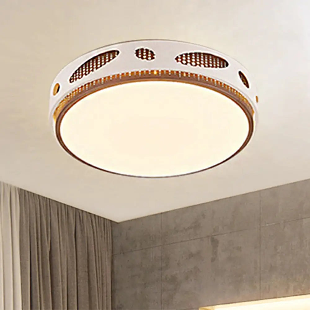 Round Led White Flushmount Ceiling Light Fixture With Simplicity Acrylic Warm/White Lighting / Warm