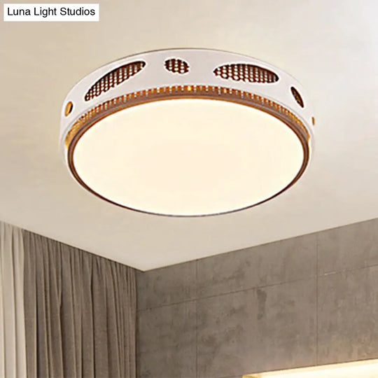 Round Led White Flushmount Ceiling Light Fixture With Simplicity Acrylic Warm/White Lighting / Warm