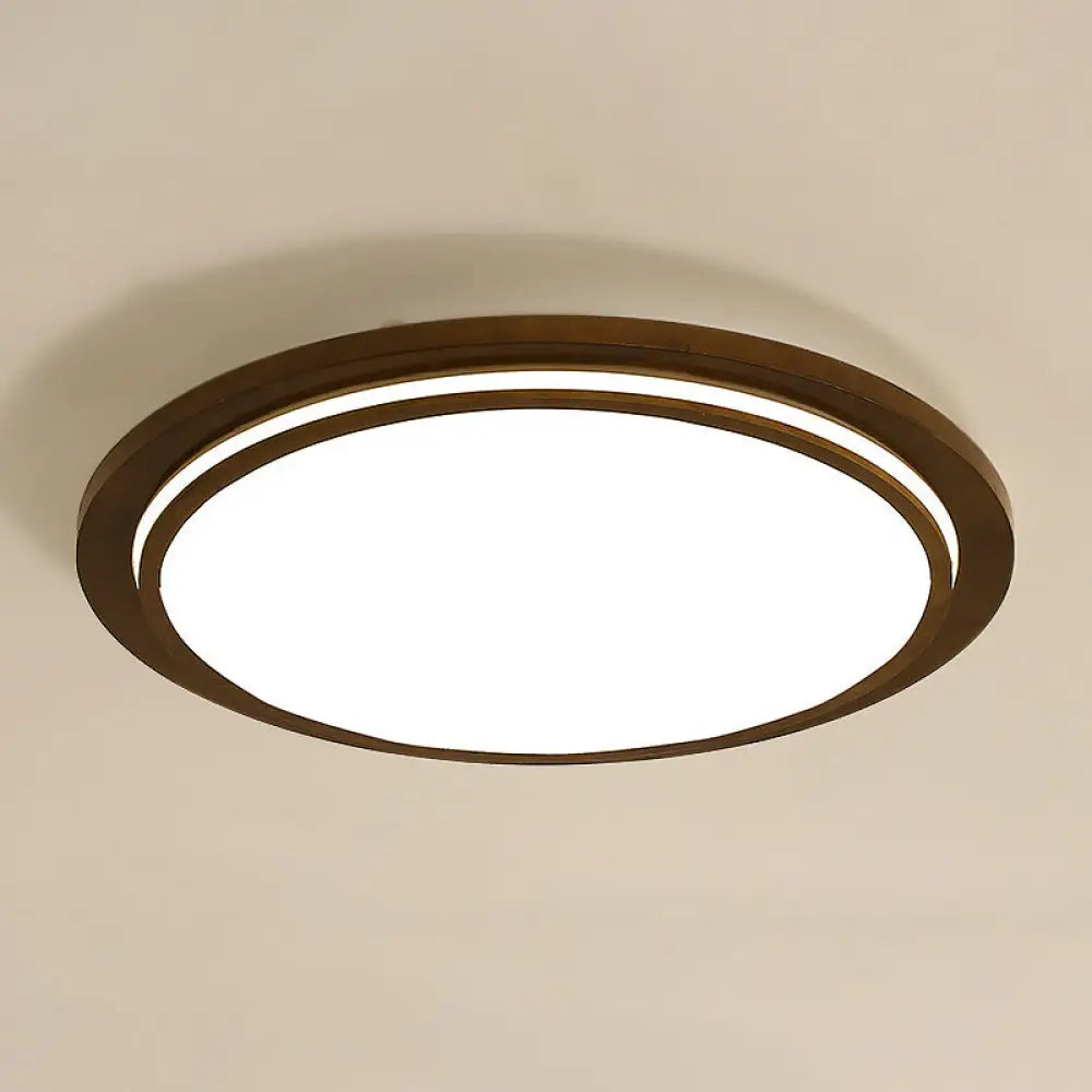 Round Led Wood Bedroom Ceiling Light In Brown / 23’ Natural