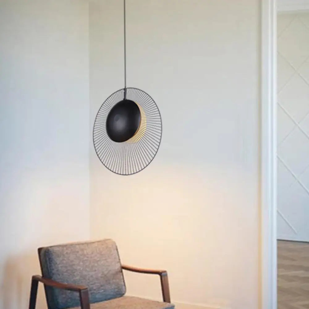 Round Metal Pendant Light In Black - 14’/18’ For Dining Room / 14’