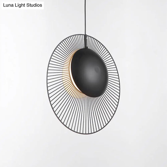 Round Metal Pendant Light In Black - 14’/18’ For Dining Room