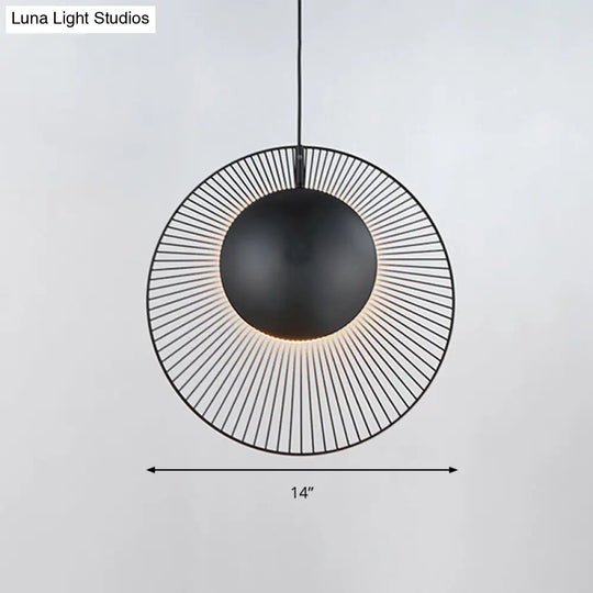 Simple Round Metal Hanging Light In Black - 14/18 Wide 1 Drop Pendant For Dining Room