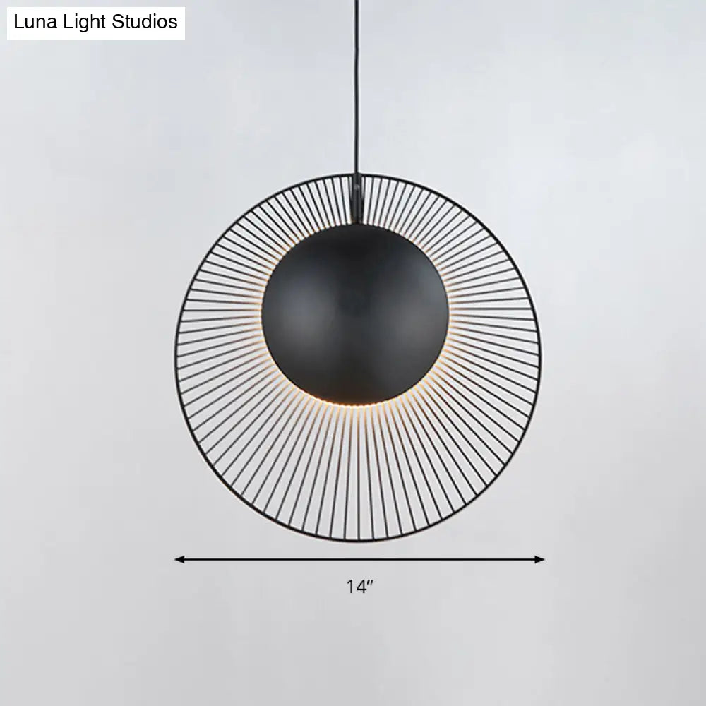 Round Metal Pendant Light In Black - 14’/18’ For Dining Room