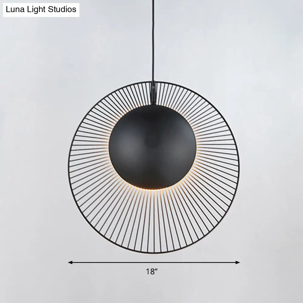 Simple Round Metal Hanging Light In Black - 14/18 Wide 1 Drop Pendant For Dining Room