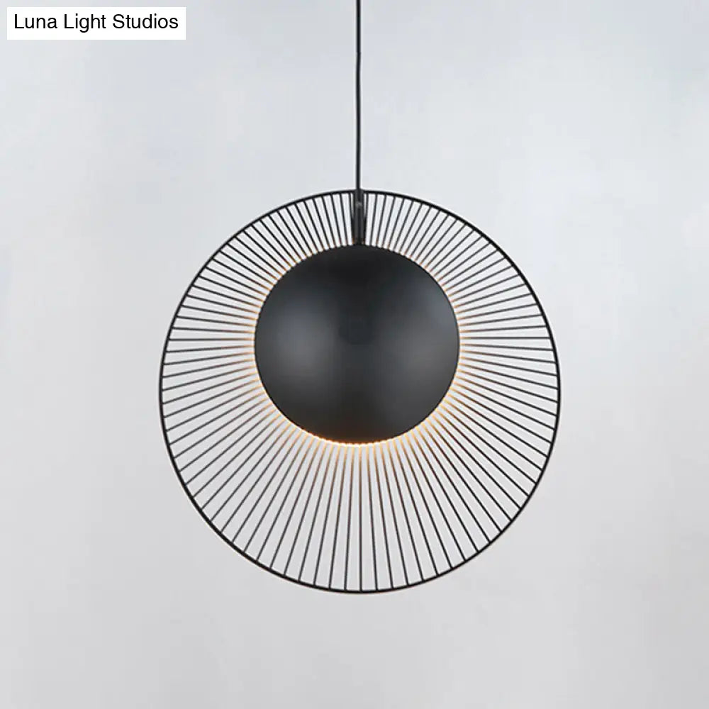 Round Metal Pendant Light In Black - 14’/18’ For Dining Room