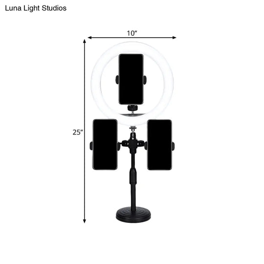 Round Minimalist Led Mirror Lamp With Usb And Metallic Shade - Black Finish