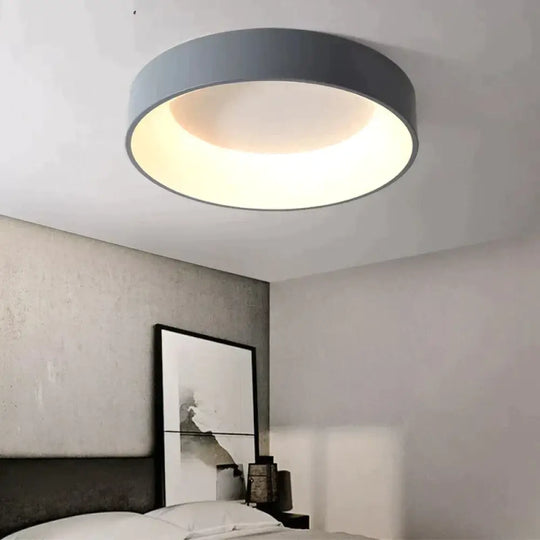 Round Modern Led Ceiling Lights For Living Room Bedroom Study Dimmable + Rc Lamp Fixtures Gray