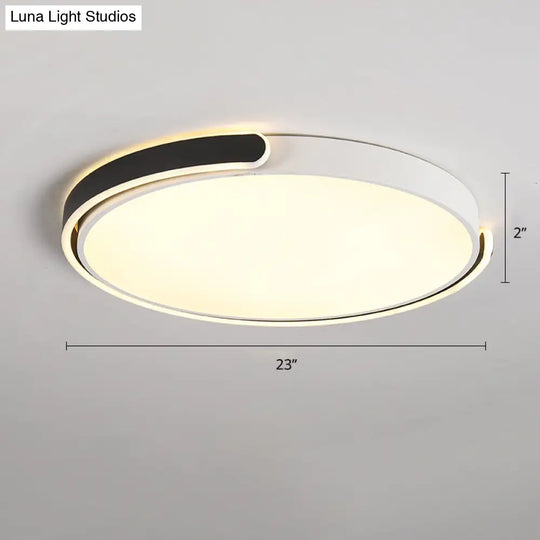 Round Nordic Led Ceiling Light With Acrylic Shade For Bedroom Black / 23