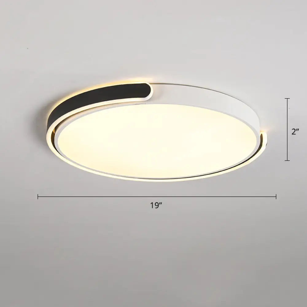 Round Nordic Led Ceiling Light With Acrylic Shade For Bedroom Black / 19’