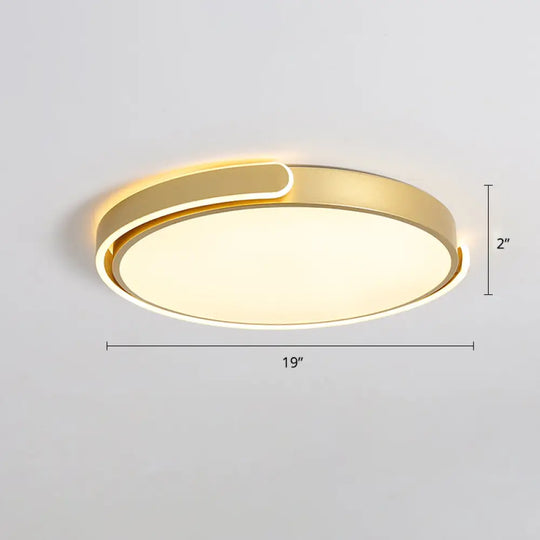 Round Nordic Led Ceiling Light With Acrylic Shade For Bedroom Gold / 19’