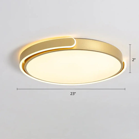 Round Nordic Led Ceiling Light With Acrylic Shade For Bedroom Gold / 23’