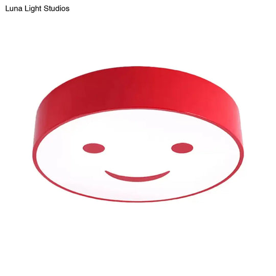 Round Smiling Face Led Flush Mount Light - Kids Acrylic Close - To - Ceiling Lamp For Kindergarten