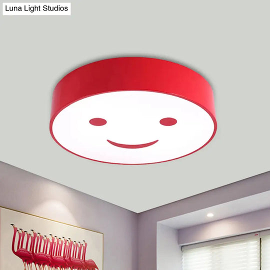 Round Smiling Face Led Flush Mount Light - Kids Acrylic Close - To - Ceiling Lamp For Kindergarten