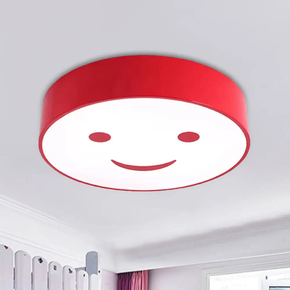 Round Smiling Face Led Flush Mount Light - Kids Acrylic Close - To - Ceiling Lamp For Kindergarten