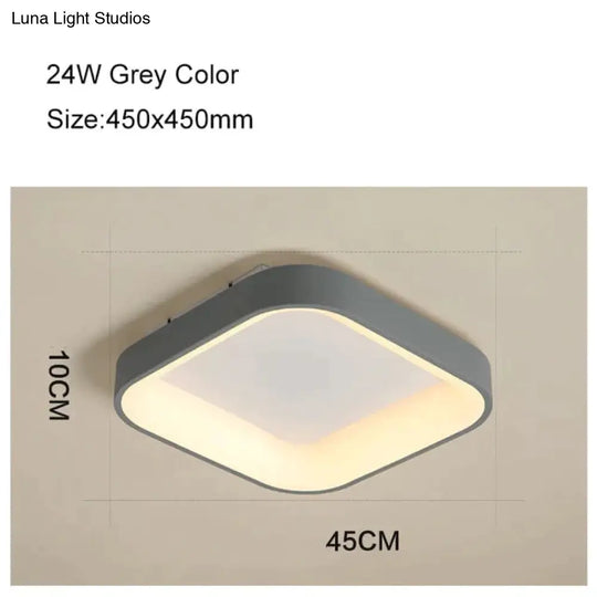 Round/Square/Triangle Modern Led Ceiling Lights For Living Room Bedroom Study Dimmable+Rc Lamp