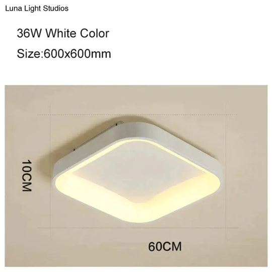 Round/Square/Triangle Modern Led Ceiling Lights For Living Room Bedroom Study Dimmable+Rc Lamp