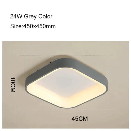 Round/Square/Triangle Modern Led Ceiling Lights For Living Room Bedroom Study Dimmable + Rc Lamp