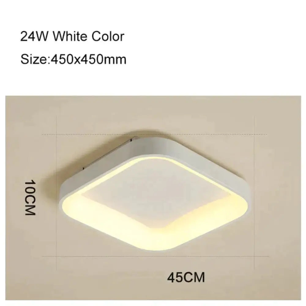 Round/Square/Triangle Modern Led Ceiling Lights For Living Room Bedroom Study Dimmable + Rc Lamp