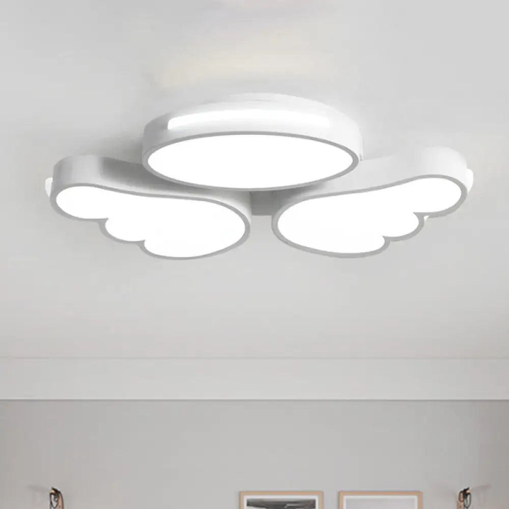 Round Wing Flush Ceiling Light - Cartoon Acrylic Led Flushmount Lighting Bedroom Decor White