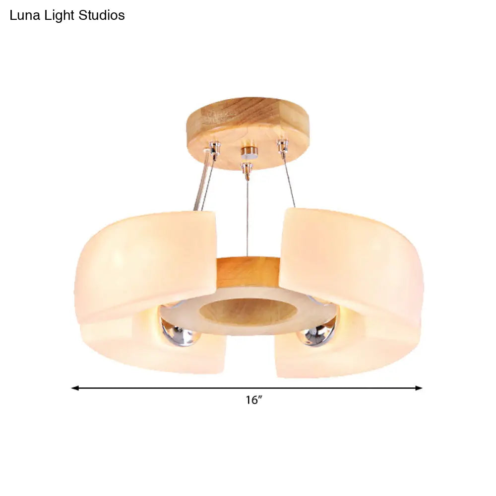 Modern Wooden Round Ceiling Light Fixture - 4/6 Flush Mount In Warm/White Options