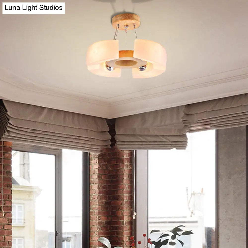 Modern Wooden Round Ceiling Light Fixture - 4/6 Flush Mount In Warm/White Options 4 / White Warm