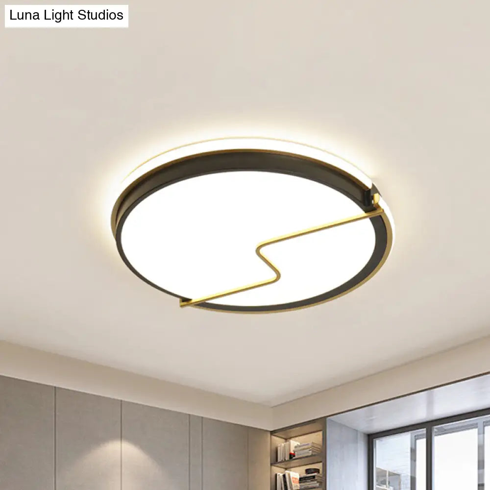 Rounded Bedroom Flush Ceiling Light Acrylic Led Mount Lamp In Black - 16’/19.5’ W