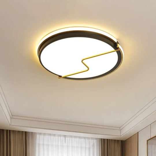 Rounded Bedroom Flush Ceiling Light Acrylic Led Mount Lamp In Black - 16’/19.5’ W / 16’ Warm