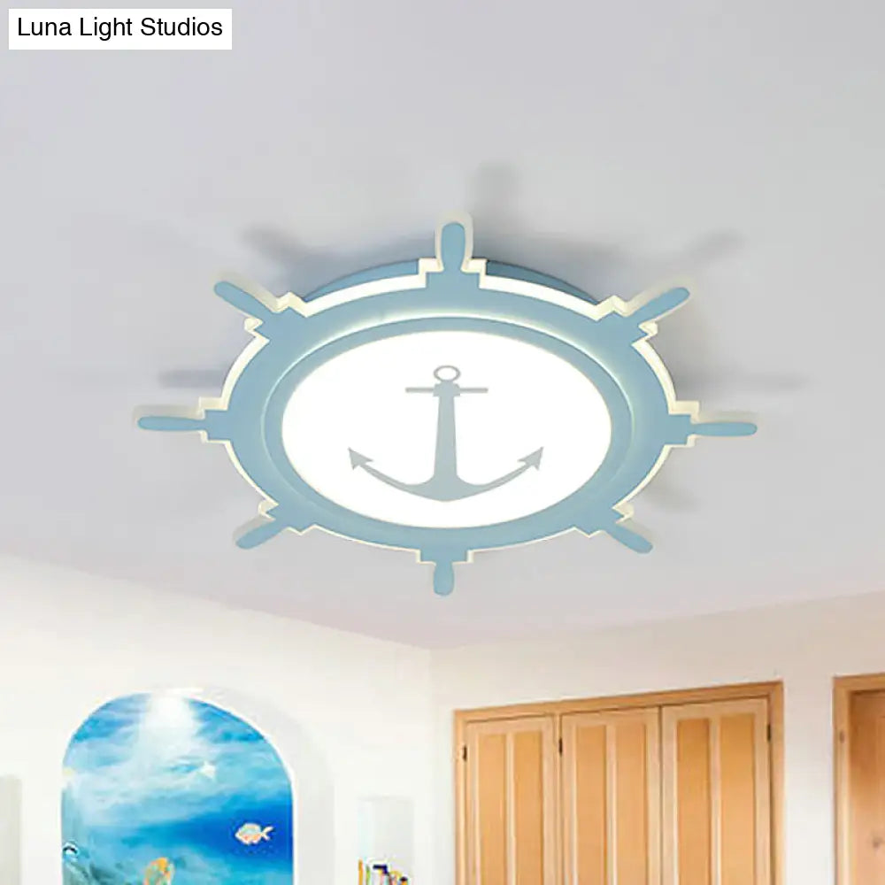 Rudder Baby Room Flush Mount Lamp Led Kids Ceiling Light - Blue/White Warm/White (16.5/20.5/24.5