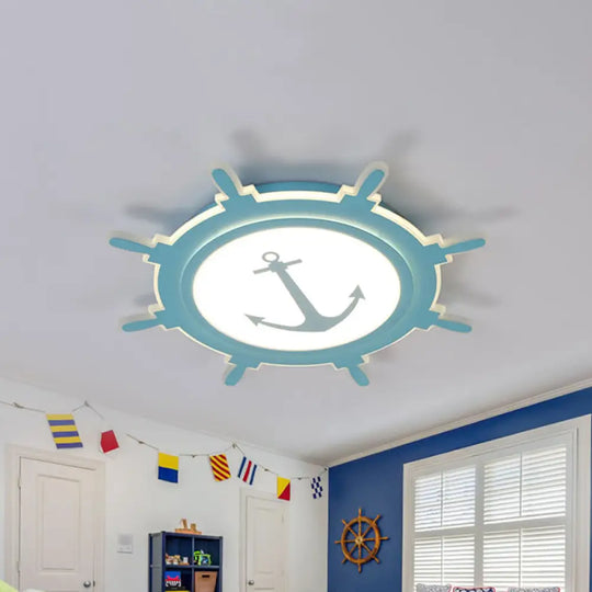 Rudder Baby Room Flush Mount Lamp Led Kids Ceiling Light - Blue/White Warm/White (16.5/20.5/24.5