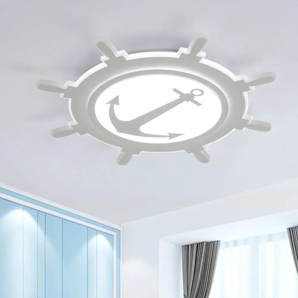 Rudder Baby Room Flush Mount Lamp Led Kids Ceiling Light - Blue/White Warm/White (16.5/20.5/24.5