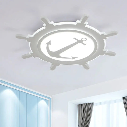 Rudder Baby Room Flush Mount Lamp Led Kids Ceiling Light - Blue/White Warm/White (16.5/20.5/24.5