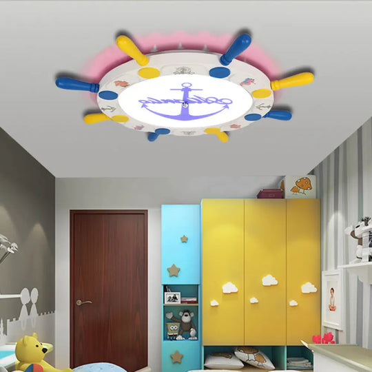 Rudder Design Flushmount Ceiling Light For Kids Room With Led In Yellow / 18’