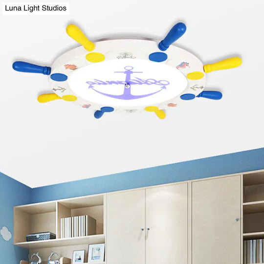 Rudder Design Flushmount Ceiling Light For Kids Room With Led In Yellow