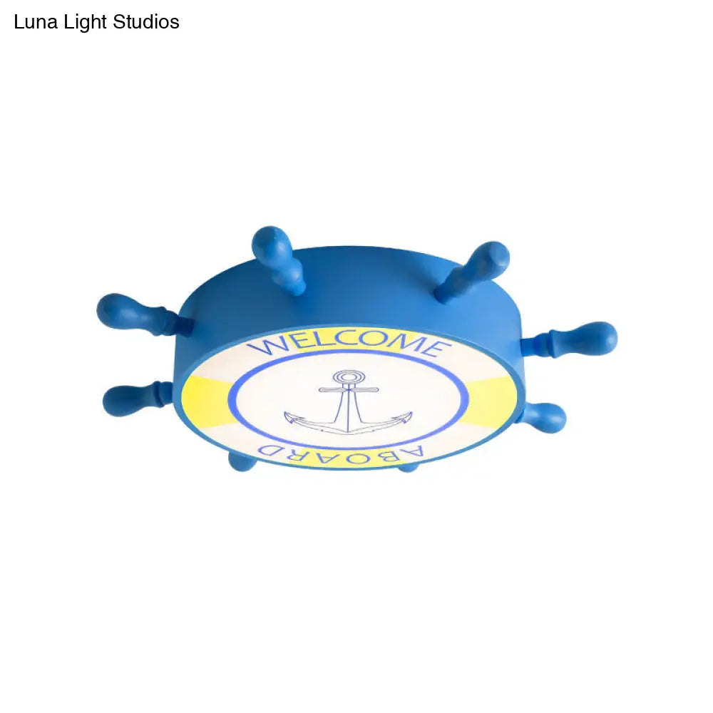 Rudder Flush Ceiling Light: Acrylic Led Bedroom Fixture In Blue/Yellow