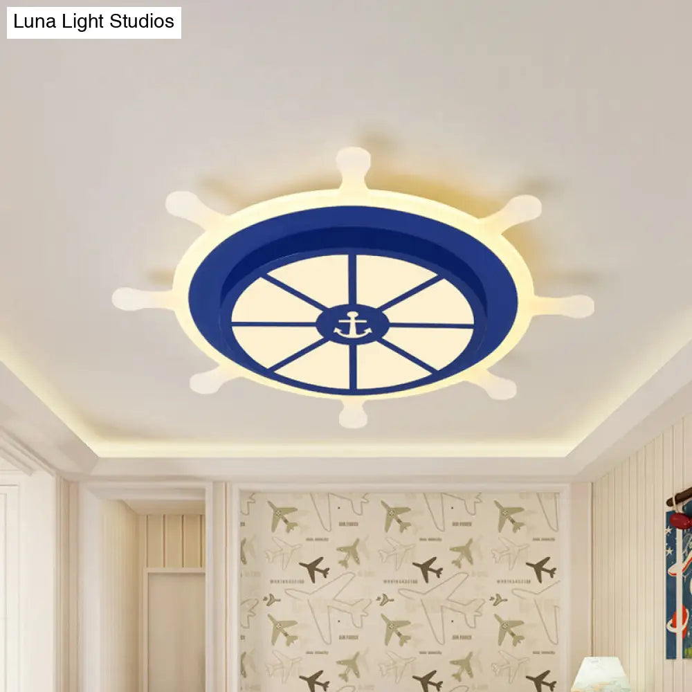 Rudder Flushmount Led Kids Ceiling Lamp - 19.5/23.5 Acrylic Blue Warm/White Light / 19.5 Warm