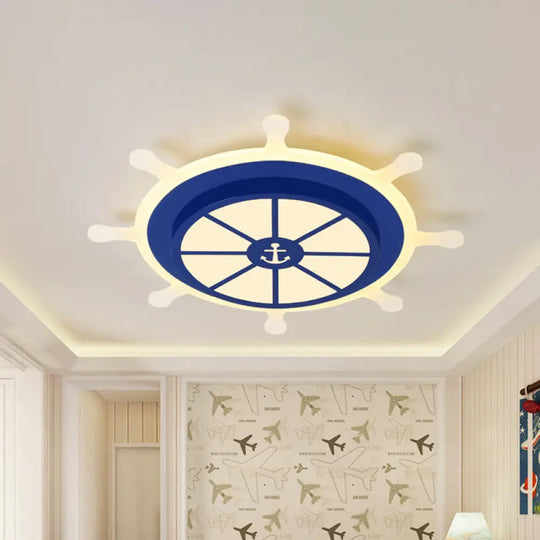 Rudder Flushmount Led Kids Ceiling Lamp - 19.5’/23.5’ Acrylic Blue Warm/White Light / 19.5’ Warm