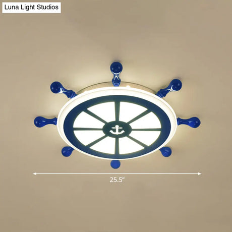 Rudder Kids Ceiling Lamp In Navy Blue - Creative Led Flush Mount Light