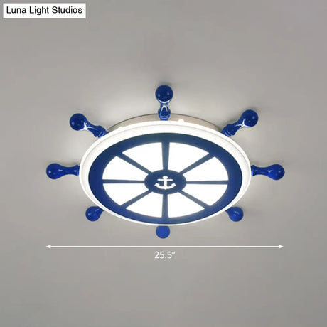 Rudder Kids Ceiling Lamp In Navy Blue - Creative Led Flush Mount Light