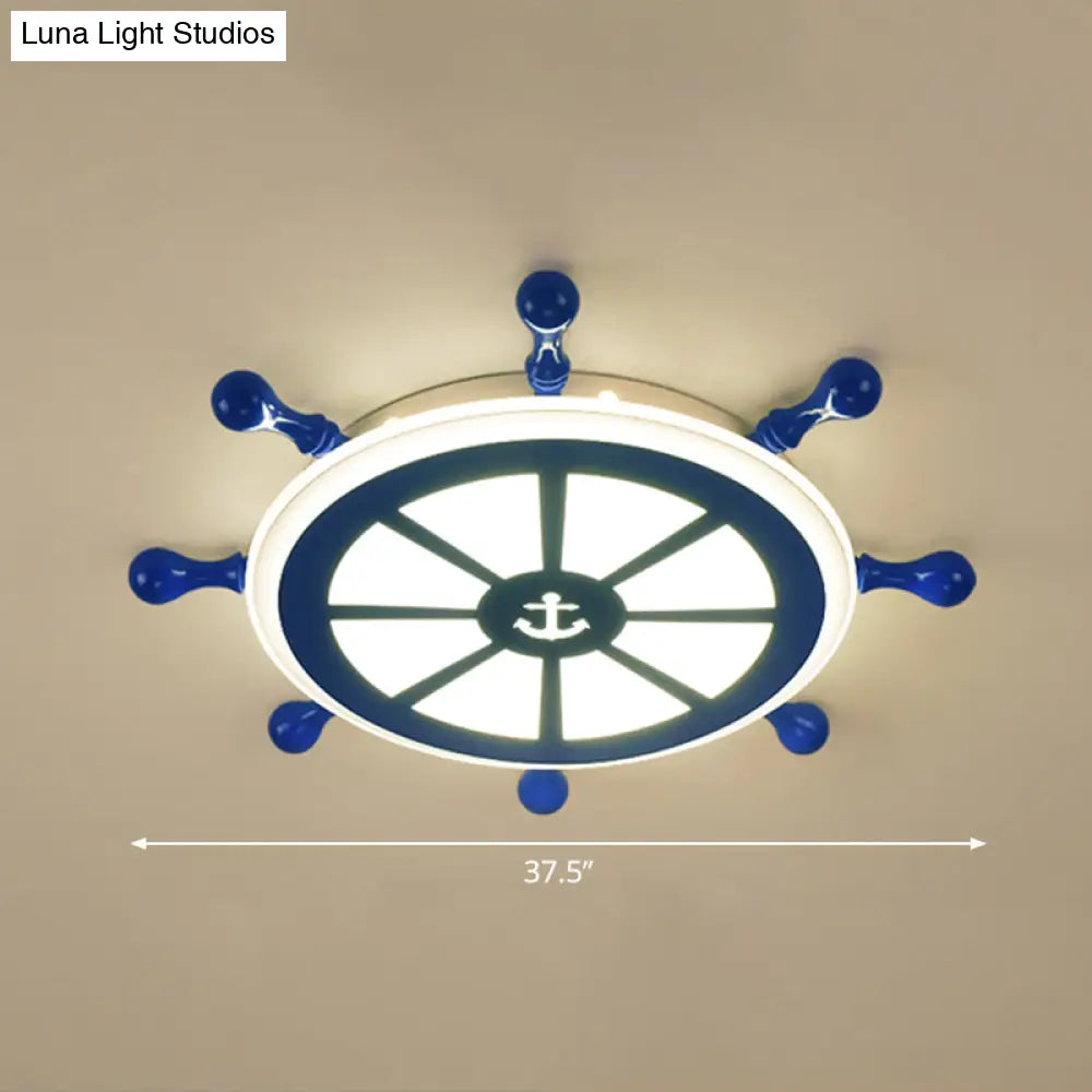 Rudder Kids Ceiling Lamp In Navy Blue - Creative Led Flush Mount Light