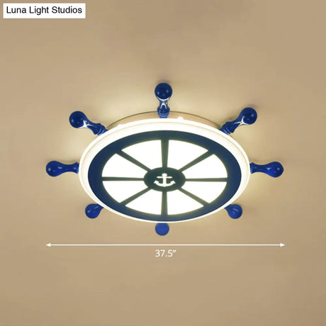 Rudder Kids Ceiling Lamp In Navy Blue - Creative Led Flush Mount Light