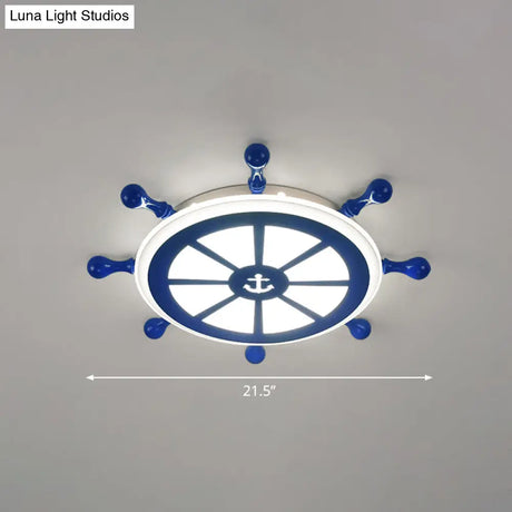 Rudder Kids Ceiling Lamp In Navy Blue - Creative Led Flush Mount Light