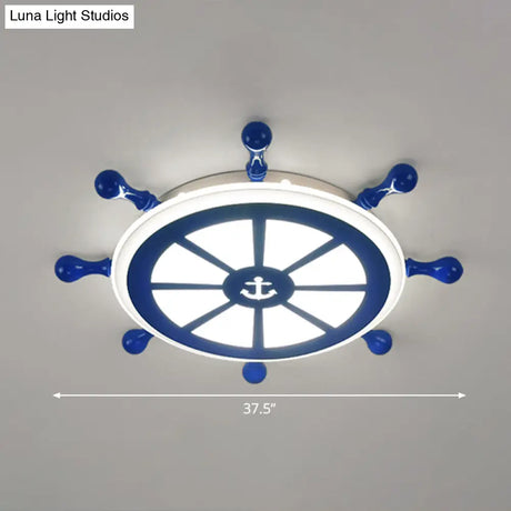 Rudder Kids Ceiling Lamp In Navy Blue - Creative Led Flush Mount Light