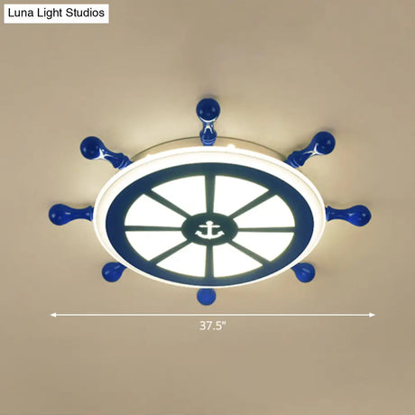 Rudder Kids Ceiling Lamp In Navy Blue - Creative Led Flush Mount Light