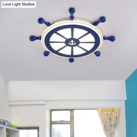 Rudder Kids Ceiling Lamp In Navy Blue - Creative Led Flush Mount Light