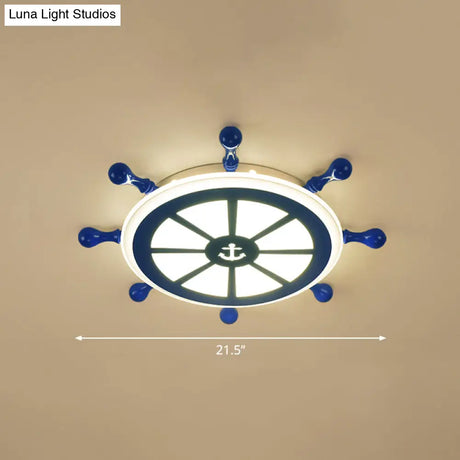 Rudder Kids Ceiling Lamp In Navy Blue - Creative Led Flush Mount Light