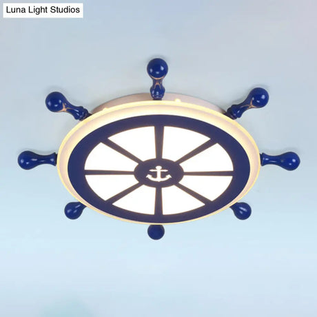 Rudder Kids Ceiling Lamp In Navy Blue - Creative Led Flush Mount Light