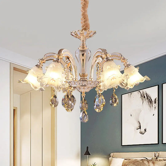 Ruffled Clear Glass Chandelier In Gold - 2-Layer 3/6 Lights Perfect For Dining Table 6 /